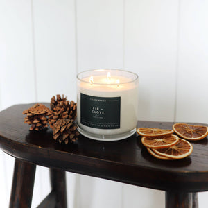 Fir + Clove 3-Wick Clear Glass Tumbler Soy Candle