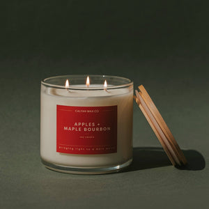 Apples + Maple Bourbon 3-Wick Clear Glass Tumbler Soy Candle - Calyan Wax Co.