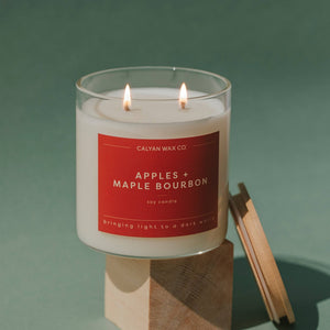 Apples + Maple Bourbon Glass Tumbler Soy Candle - Calyan Wax Co.