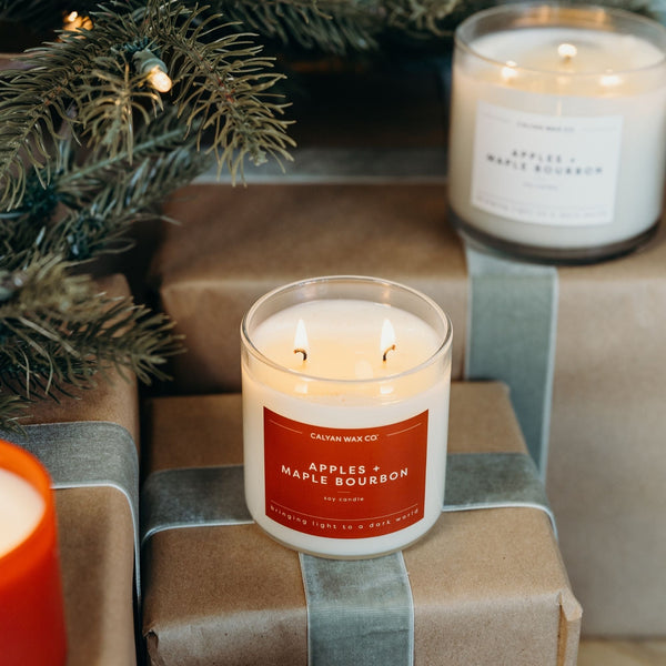 Apples + Maple Bourbon Glass Tumbler Soy Candle - Calyan Wax Co.