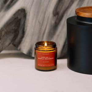 Apples + Maple Bourbon Mini Amber Jar Soy Candle - Calyan Wax Co.