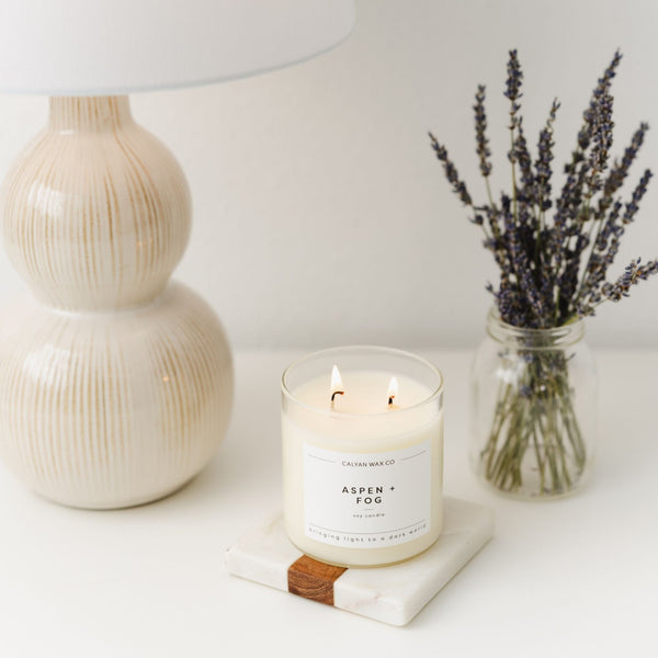 Aspen + Fog Glass Tumbler Soy Candle - Calyan Wax Co.