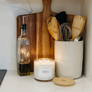 Cedar + Tobacco 3 - Wick Clear Glass Tumbler Soy Candle - Calyan Wax Co.