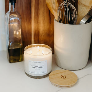 Evergreen + Eucalyptus 3 - Wick Clear Glass Tumbler Soy Candle - Calyan Wax Co.