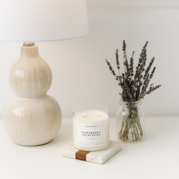 Evergreen + Eucalyptus Glass Tumbler Soy Candle - Calyan Wax Co.