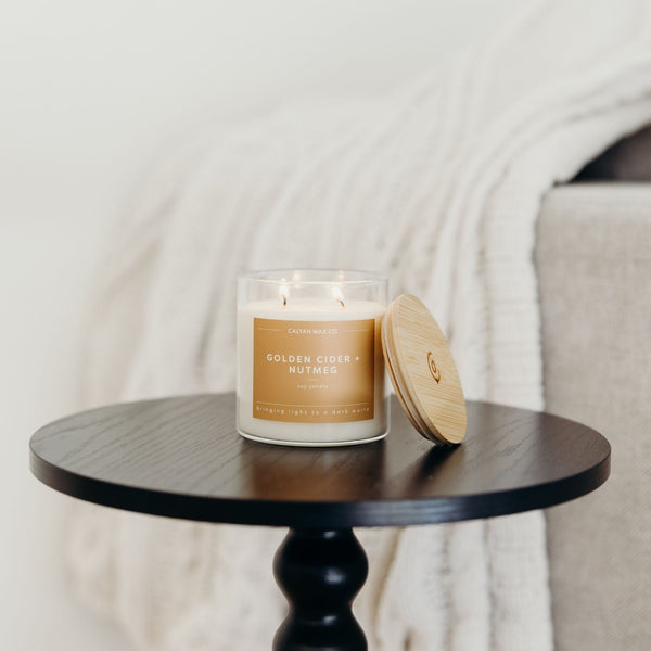 Golden Cider + Nutmeg Glass Tumbler Soy Candle | Limited Release - Calyan Wax Co.