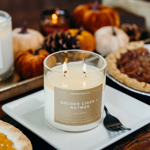 Golden Cider + Nutmeg Glass Tumbler Soy Candle | Limited Release - Calyan Wax Co.
