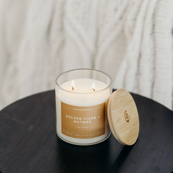 Golden Cider + Nutmeg Glass Tumbler Soy Candle | Limited Release - Calyan Wax Co.
