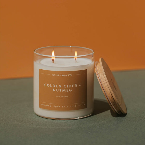 Golden Cider + Nutmeg Glass Tumbler Soy Candle | Limited Release - Calyan Wax Co.