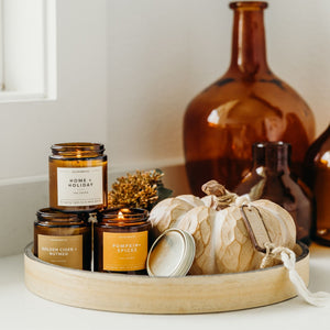 Golden Cider + Nutmeg Mini Amber Jar Soy Candle | Limited Release - Calyan Wax Co.