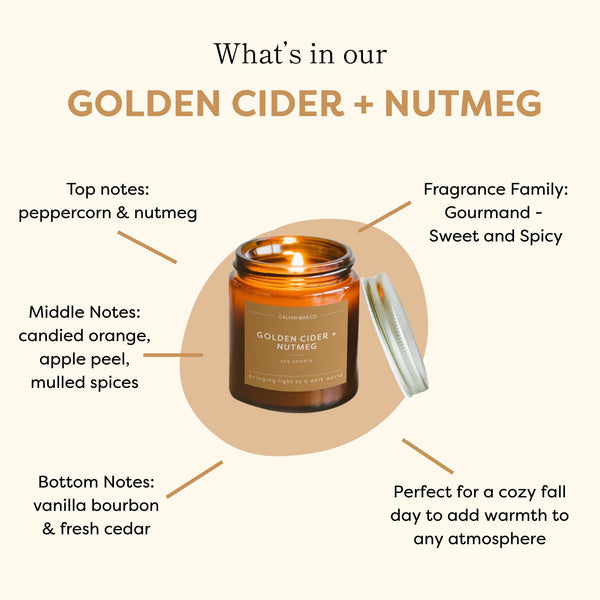 Golden Cider + Nutmeg Mini Amber Jar Soy Candle | Limited Release - Calyan Wax Co.