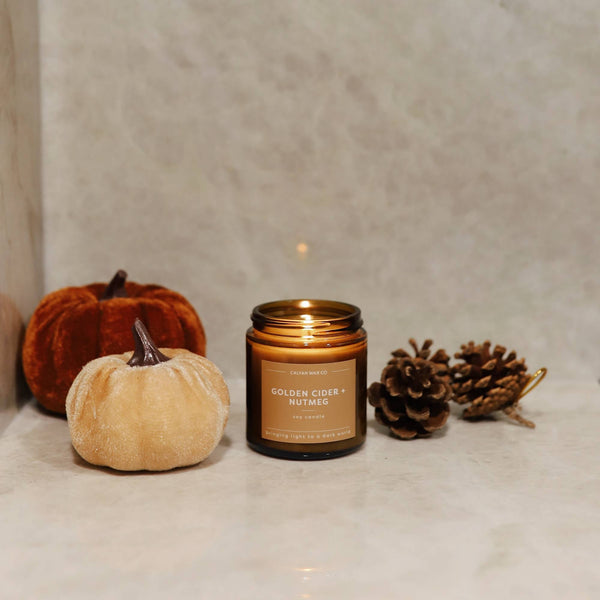 Golden Cider + Nutmeg Mini Amber Jar Soy Candle | Limited Release - Calyan Wax Co.