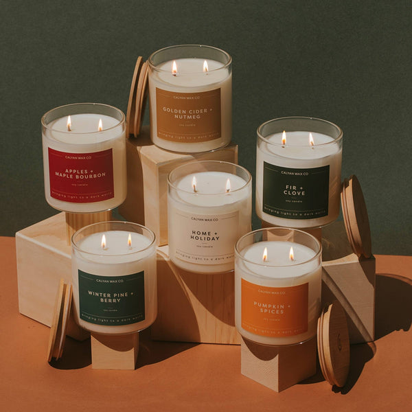 Home + Holiday Glass Tumbler Soy Candle - Calyan Wax Co.