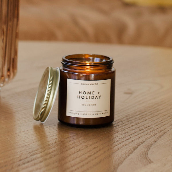 Home + Holiday Mini Amber Jar Soy Candle - Calyan Wax Co.