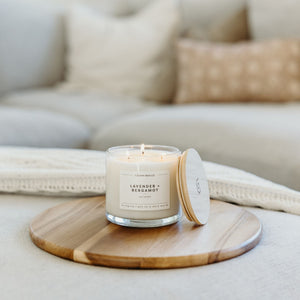 Lavender + Bergamot 3 - Wick Clear Glass Tumbler Soy Candle - Calyan Wax Co.