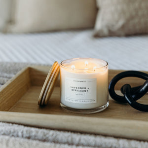 Lavender + Bergamot 3 - Wick Clear Glass Tumbler Soy Candle - Calyan Wax Co.