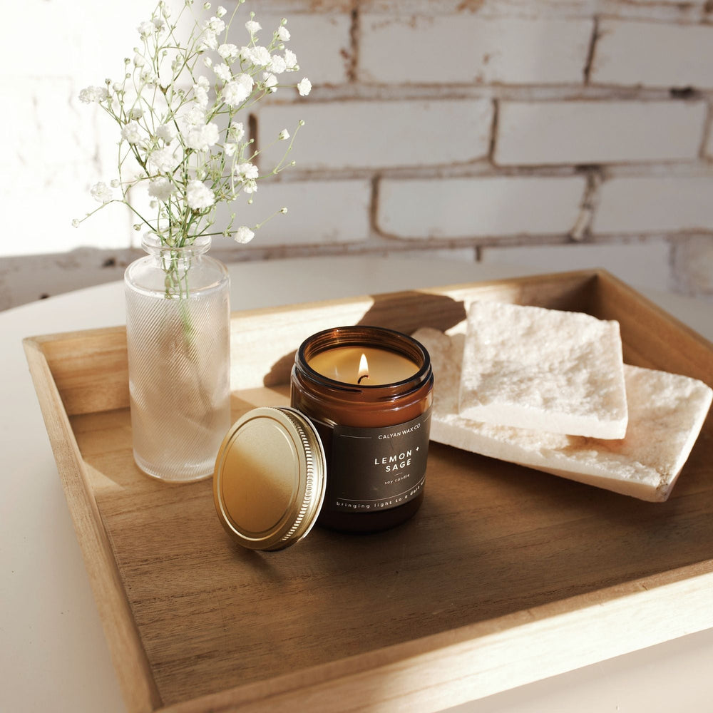 Lemon + Sage Amber Jar Soy Candle - Calyan Wax Co.