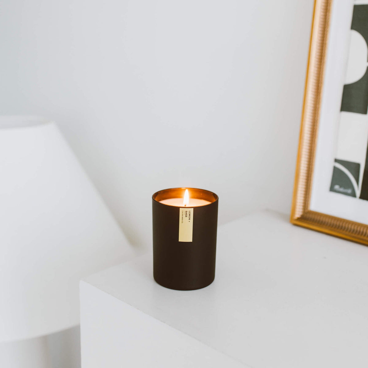 Lemon + Sage Matte Black Tumbler - Calyan Wax Co.