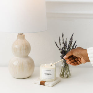Mahogany + Cashmere Glass Tumbler Soy Candle - Calyan Wax Co.