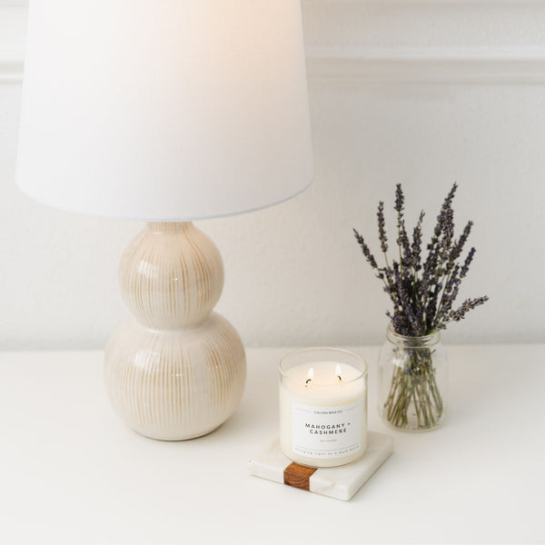 Mahogany + Cashmere Glass Tumbler Soy Candle - Calyan Wax Co.