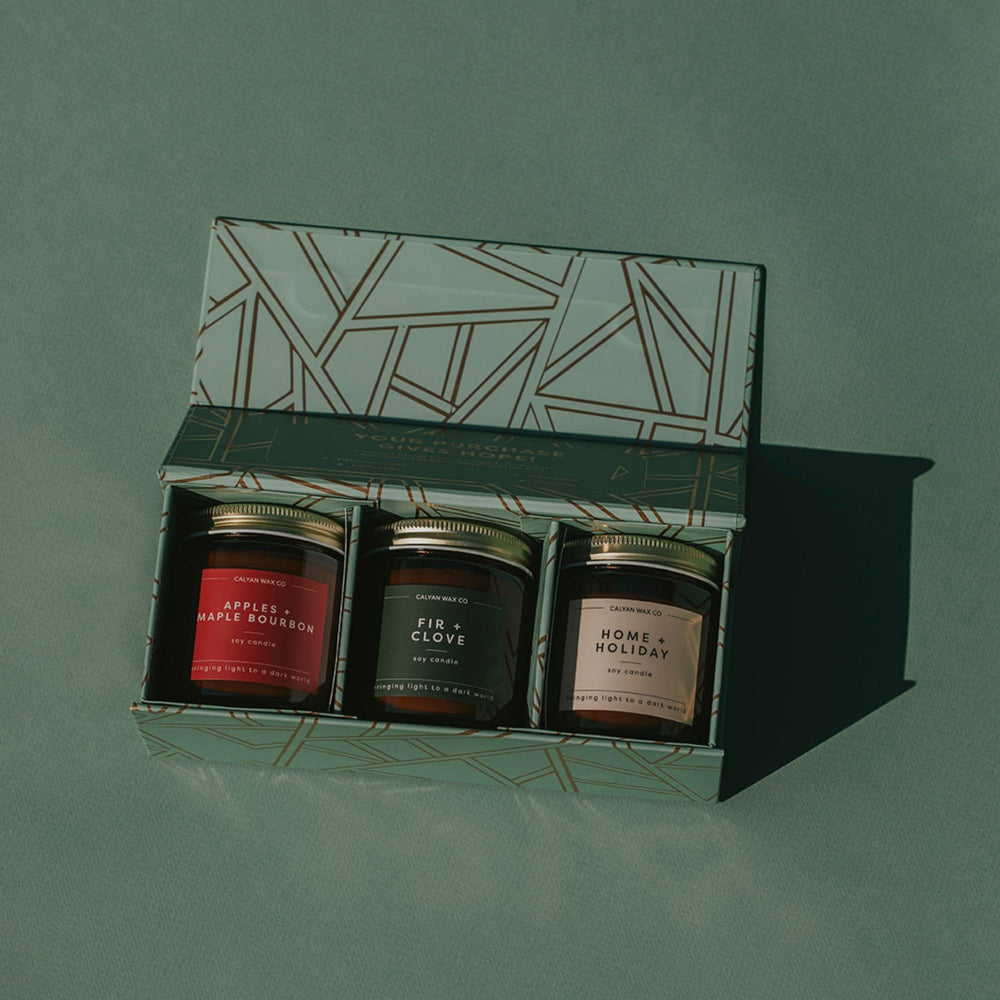 Mini Amber Jar Holiday Gift Set Soy Candle - Calyan Wax Co.