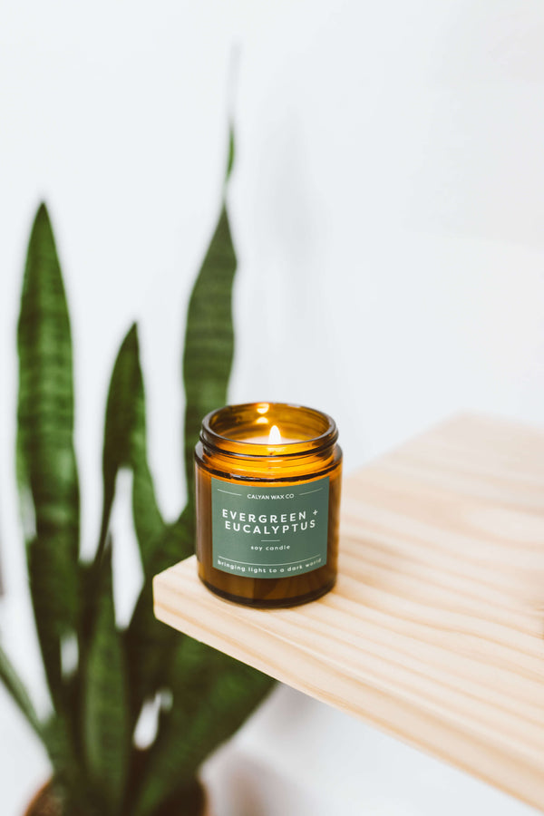 Mini Evergreen + Eucalyptus Amber Jar - Calyan Wax Co.