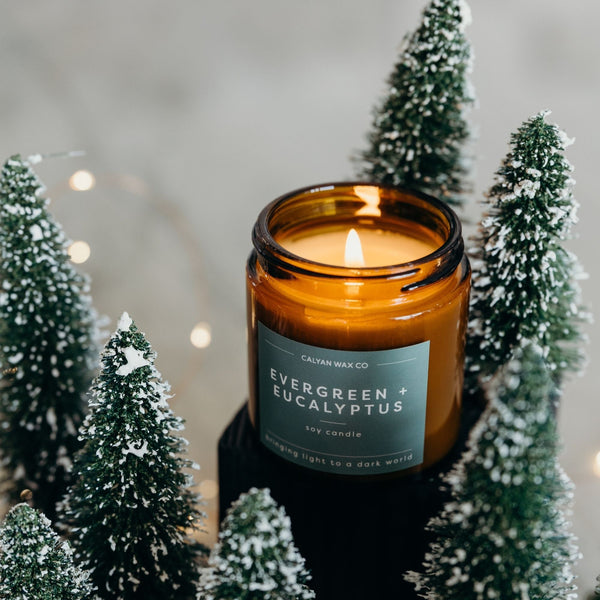 Mini Evergreen + Eucalyptus Amber Jar - Calyan Wax Co.