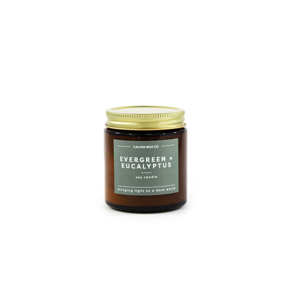 Mini Evergreen + Eucalyptus Amber Jar - Calyan Wax Co.
