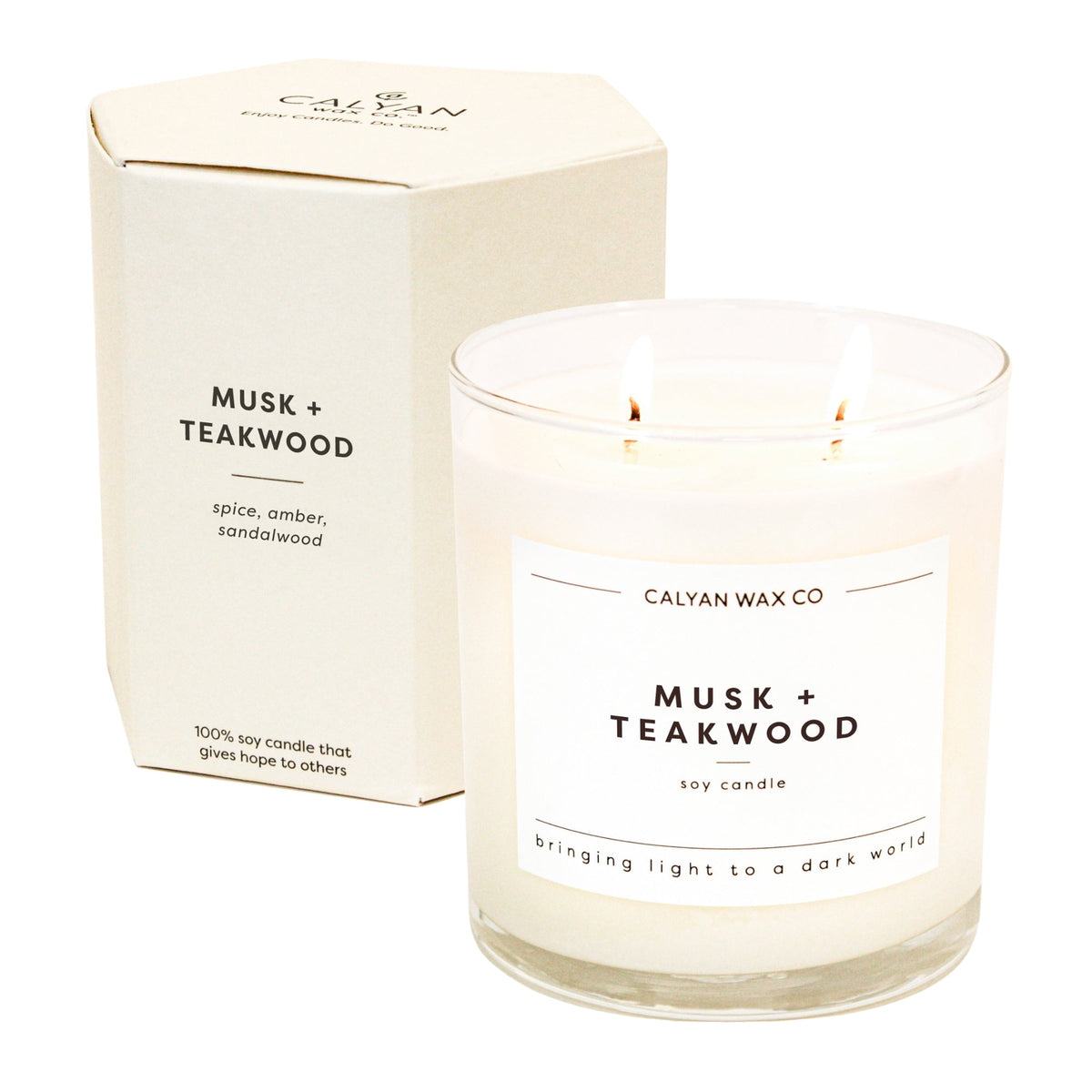 Musk + Teakwood Glass Tumbler Soy Candle - Calyan Wax Co.