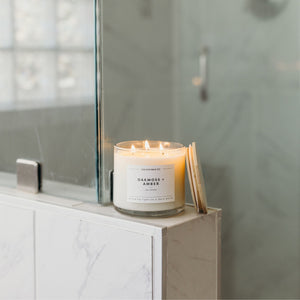 Oakmoss + Amber 3 - Wick Clear Glass Tumbler Soy Candle - Calyan Wax Co.