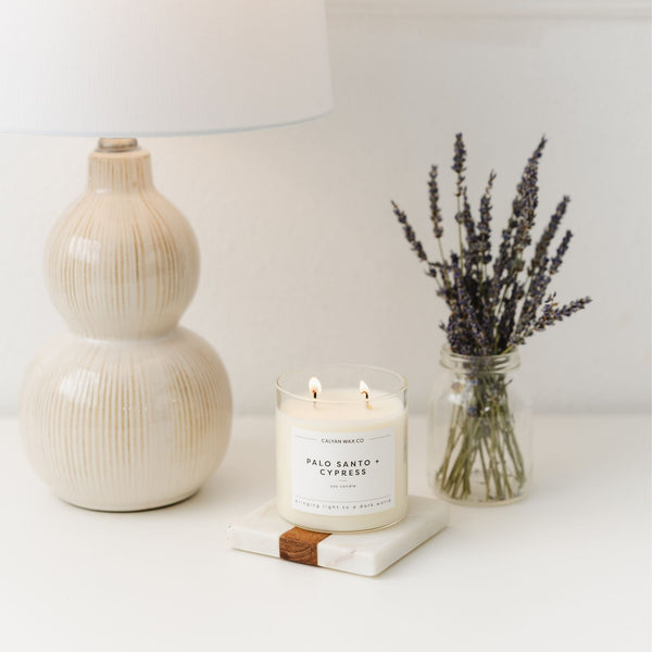 Palo Santo + Cypress Glass Tumbler Soy Candle - Calyan Wax Co.