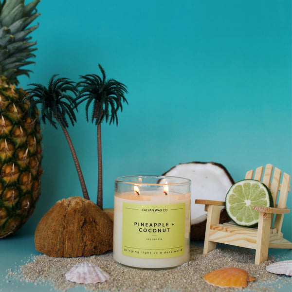 Pineapple + Coconut Glass Tumbler Soy Candle | Seasonal Fragrance - Calyan Wax Co.