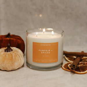 Pumpkin + Spices 3 - Wick Clear Glass Tumbler Soy Candle - Calyan Wax Co.