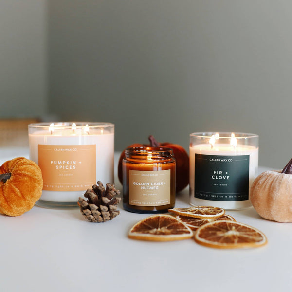 Pumpkin + Spices 3 - Wick Clear Glass Tumbler Soy Candle - Calyan Wax Co.
