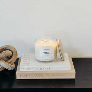Seaside + Citrus 3 - Wick Clear Glass Tumbler Soy Candle - Calyan Wax Co.