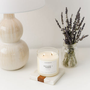 Vetiver + Tonka Glass Tumbler Soy Candle - Calyan Wax Co.