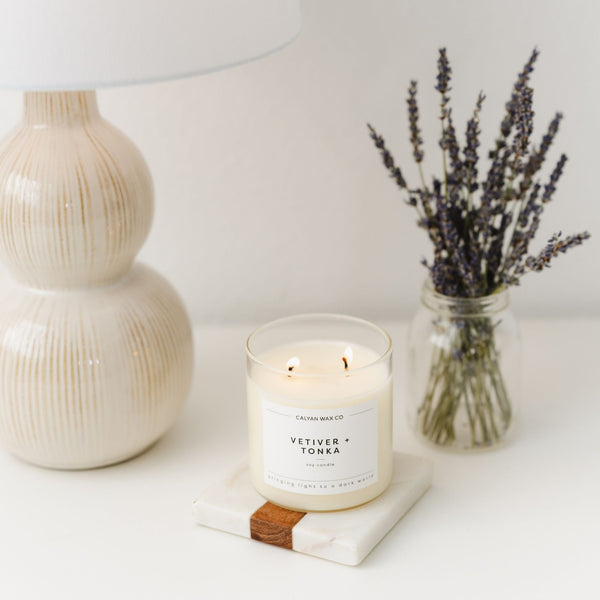 Vetiver + Tonka Glass Tumbler Soy Candle - Calyan Wax Co.