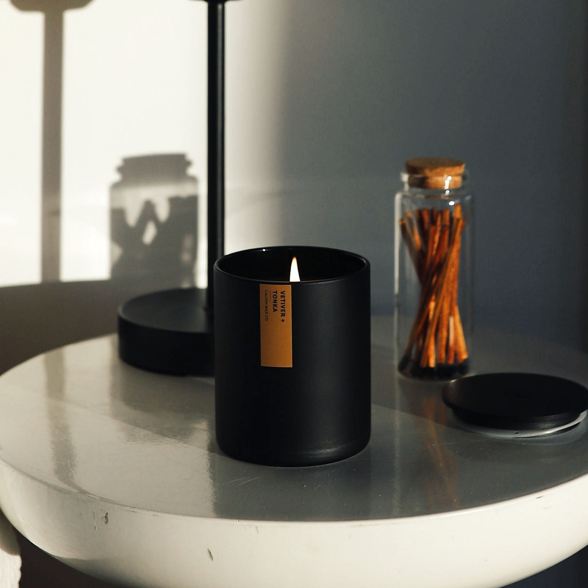 Vetiver + Tonka Matte Black Tumbler - Calyan Wax Co.