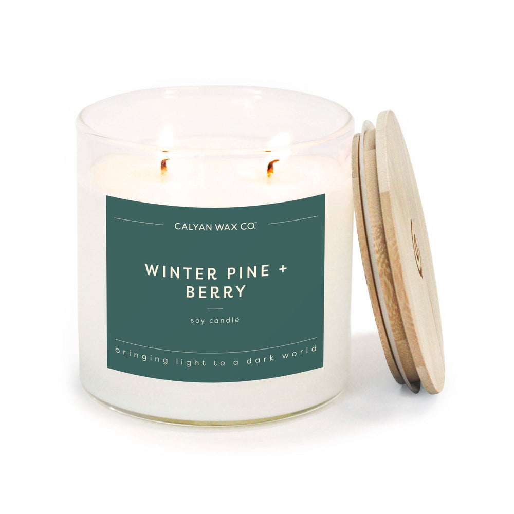 Winter Pine + Berry Glass Tumbler Soy Candle - Calyan Wax Co.
