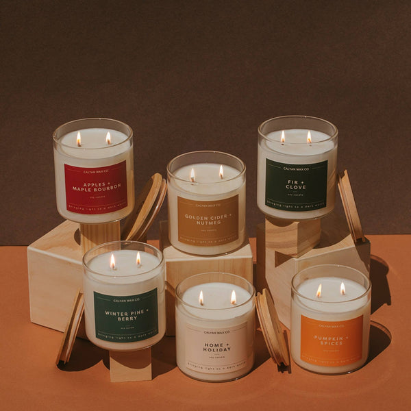 Winter Pine + Berry Glass Tumbler Soy Candle - Calyan Wax Co.